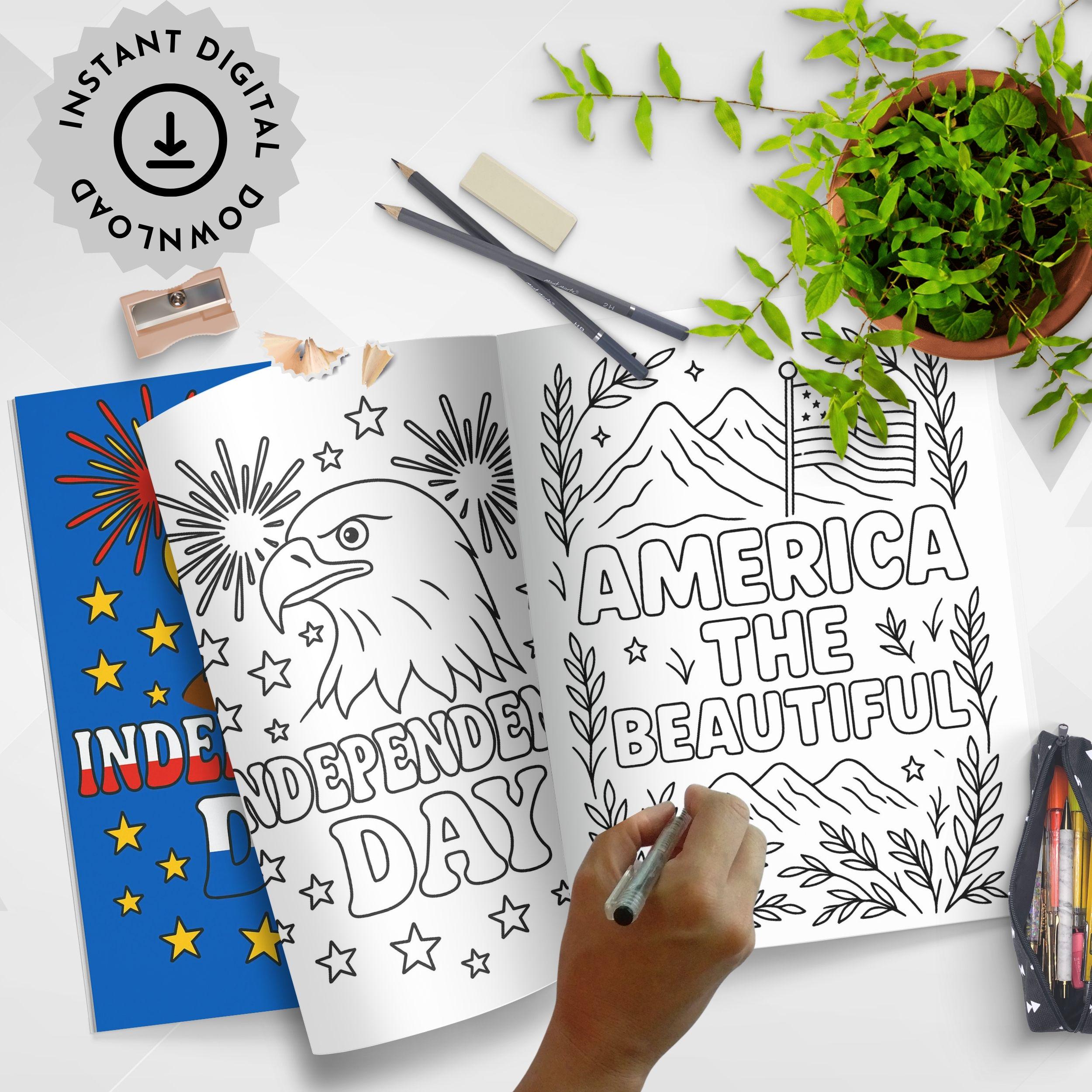 4th of July Coloring Pages: Patriotic Kids Activity (PDF Download) - Etsy