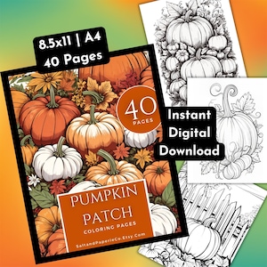 Pumpking Coloring Pages, Autumn Pumpkin Coloring Book,Pumpkin Patch Activity, Fall Coloring Sheets, Halloween Thanksgiving Seasonal Coloring