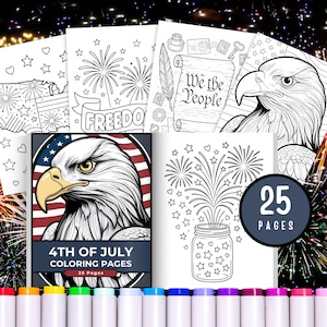 4th of July Coloring Pages for Kids, Patriotic Activity Sheets, Printable July 4 Pages, Independence Day Coloring Sheets, Fourth of July