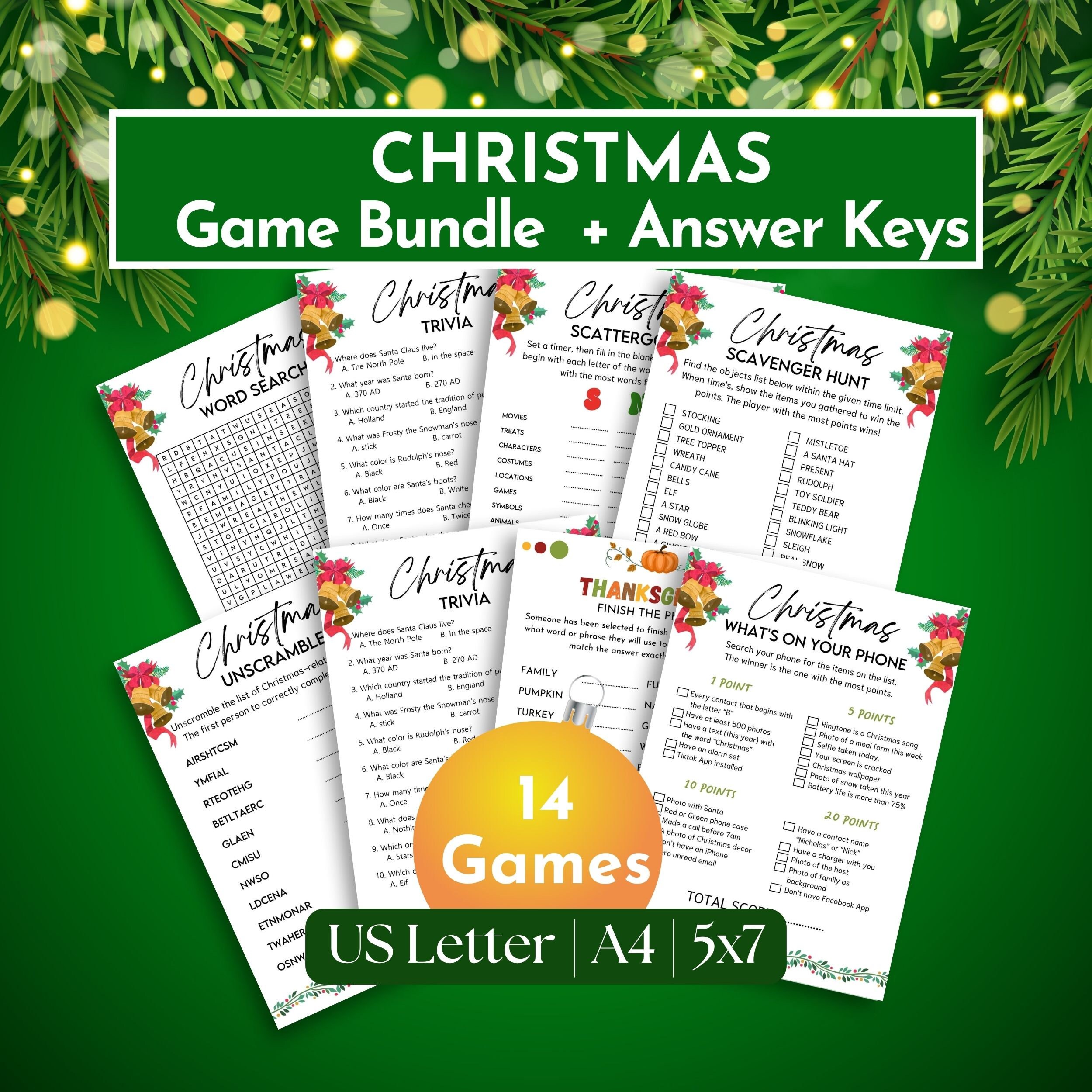 Christmas Family Game Printable Game Bundle Xmas Party Game - Etsy