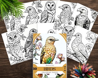 Bird Coloring Page, Bird Coloring Book, Grayscale Coloring, Printable Coloring, Owl Coloring, Grayscale Coloring Book for Adults and Kids