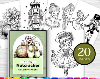 Nutcracker Coloring Book, Adults & Kids Colouring Pages, Christmas, Coloring Sheets, Digital PDF Download, Xmas, Noel, Holiday, Ballet