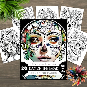 Day of the Dead Coloring Pages, Dia De Los Muertos, Sugar Skull Halloween Colouring Sheets, Floral Skull Coloring, Mexican Holiday, Gothic
