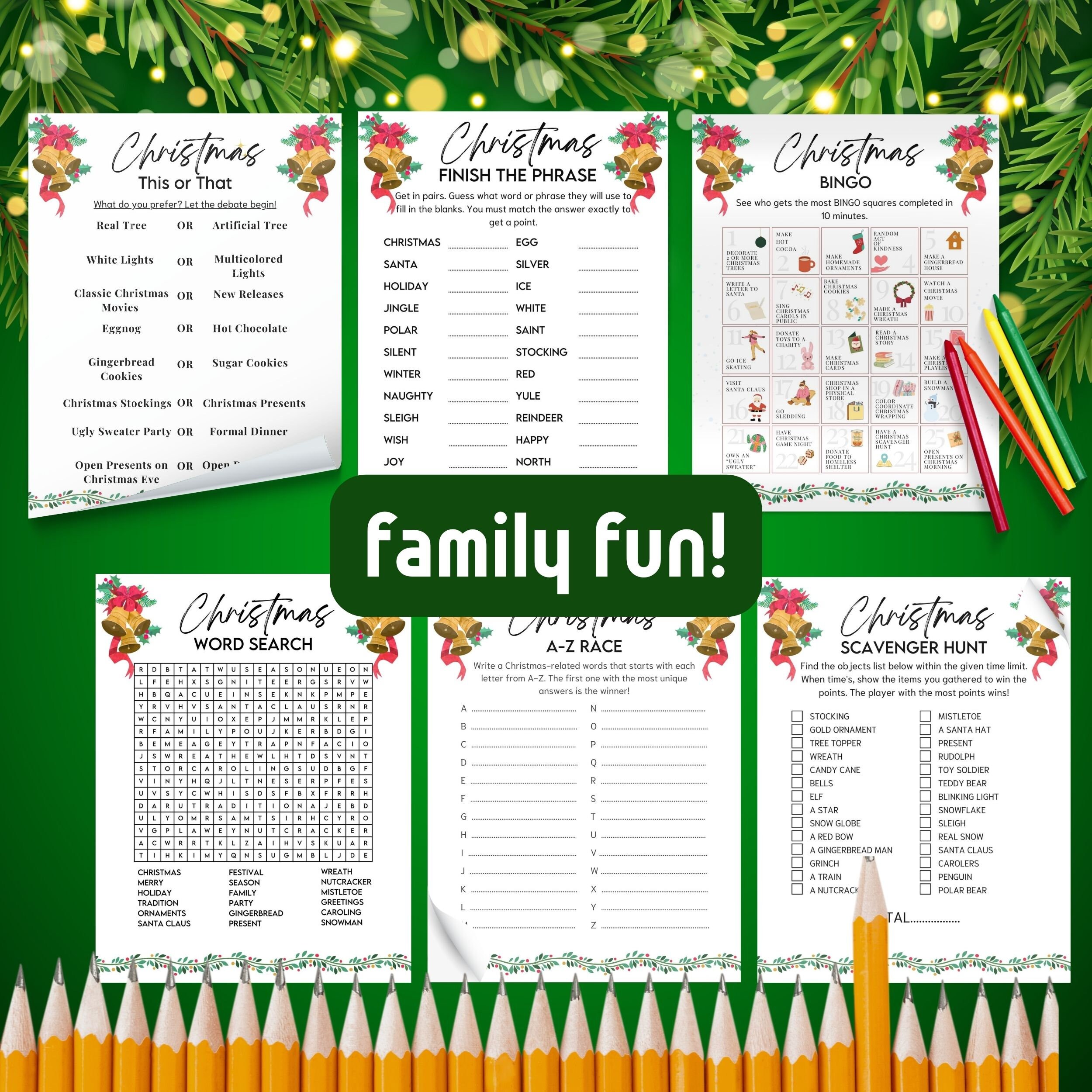 Christmas Family Game Printable Game Bundle Xmas Party Game - Etsy