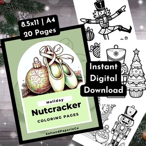 Nutcracker Coloring Book, Adults & Kids Colouring Pages, Christmas, Coloring Sheets, Digital PDF Download, Xmas, Noel, Holiday, Ballet
