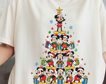 Mickey Mouse Christmas Tree T-Shirt Disney Holiday Shirt Family Christmas Outfit Cute Xmas Gift Idea | Unisex Winter Tee
