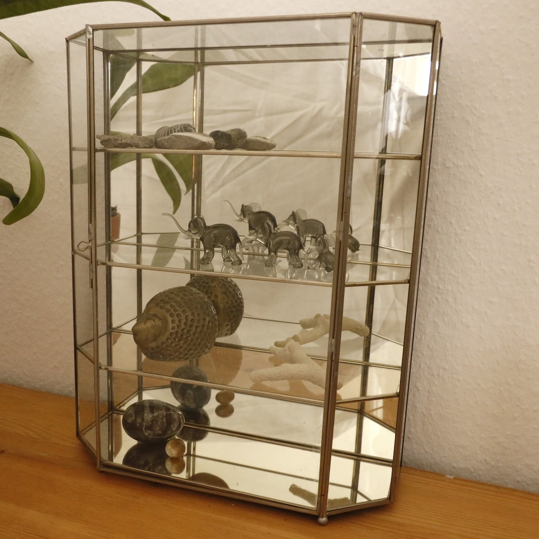 Kleine Vintage Vitrine Setzkasten Aus Glas Mit Spiegel 80er Etsy
