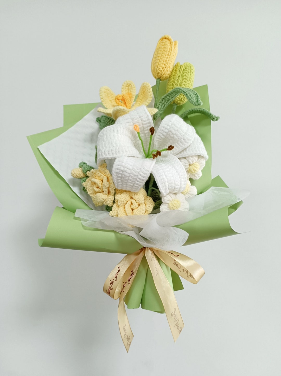 Crochet Bouquetlily Tulips Greenery Bouquet. Etsy