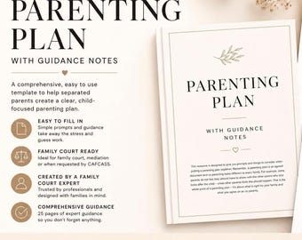 Parenting Plan Template UK | Co-Parenting Agreement PDF | Separated Parents | Guidance Notes | Instant Download