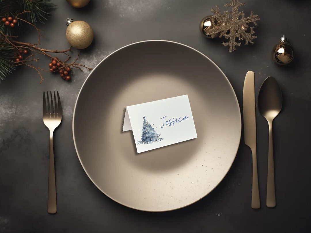 Christmas Dinner Place Card Template Editable Christmas Place Etsy