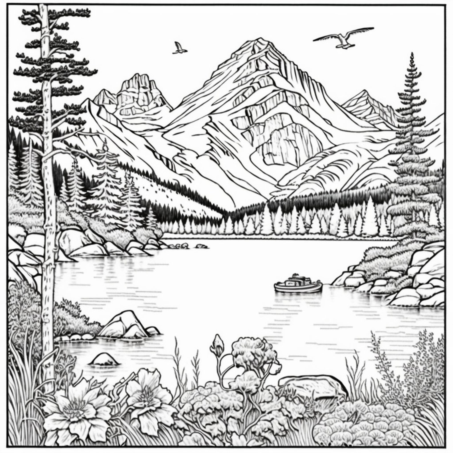 5 Mountain View Coloring Pages Printable Downloadable Etsy