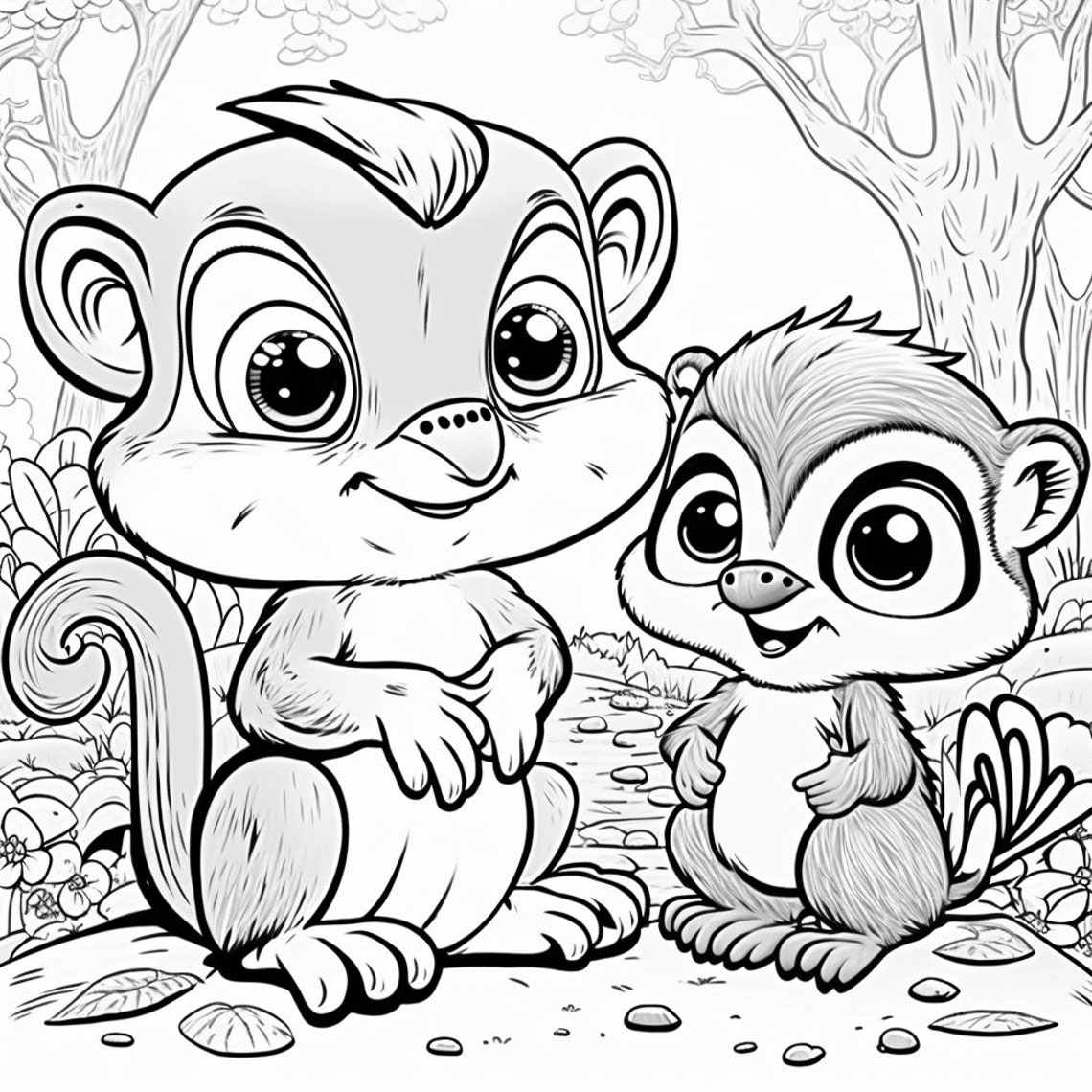 Baby Animals Printable Coloring Pages Kids Coloring Digital AI Artwork ...