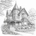 Victorian and Colonial Houses Coloring Pages Digital AI Artwork Adults ...