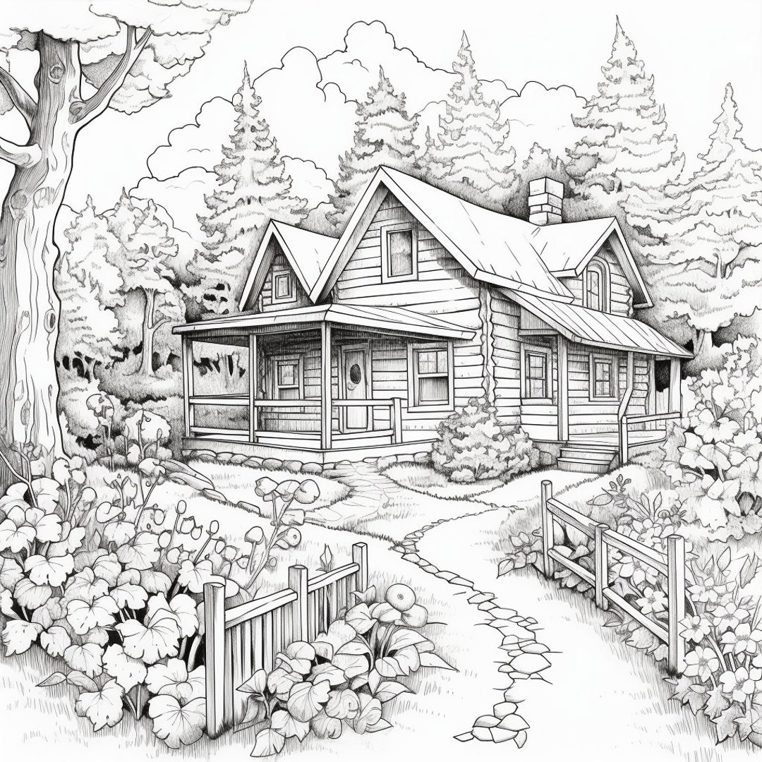 Winter Forest Coloring Book for Adults: 60 Pages with Wildlife and Country  Houses to Color for Anxiety and Depression