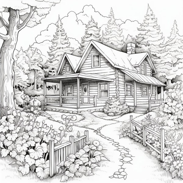 Cabin In The Woods Coloring Pages | Printable | Downloadable | Coloring | Artwork