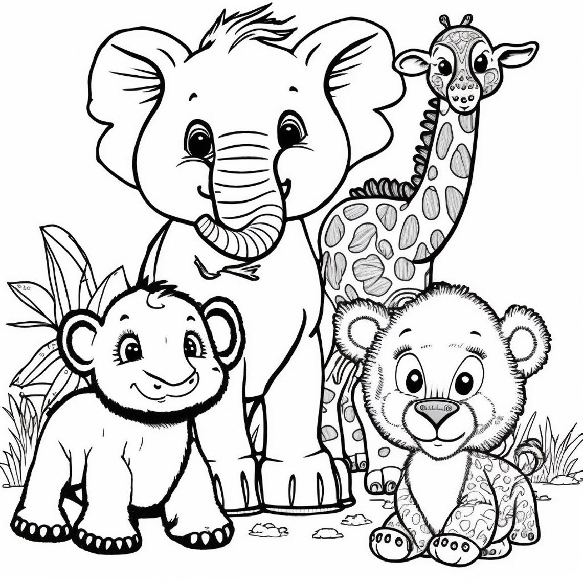 Baby Animals Printable Coloring Pages Kids Coloring Digital AI Artwork ...