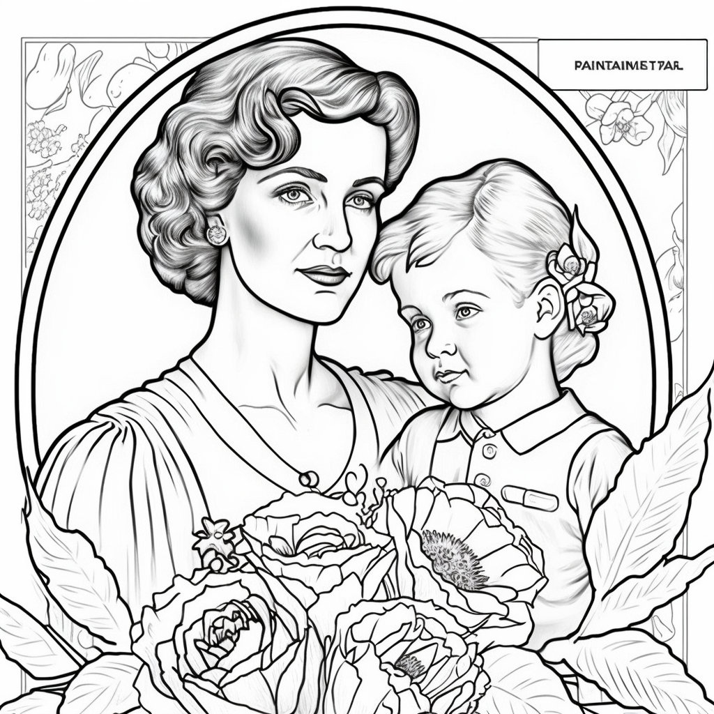 Mother's Day Coloring Pages Art Instant Download Digital AI Artwork ...