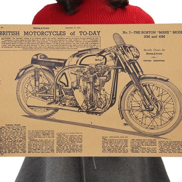 Britisches Motorrad Retro-Vintage Poster Design Deko Wandbild