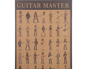 Affiche rétro Vintage de guitaristes célèbres, décoration murale de maître de guitare