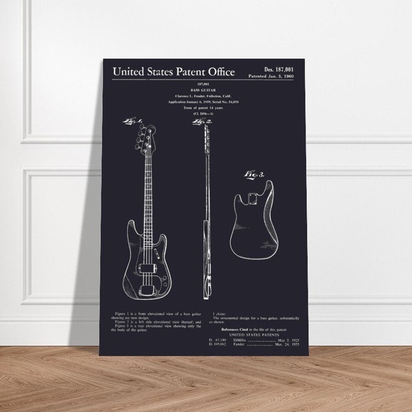 Gitarrenpatent: Vintage Patent Poster, Musikinstrument Design, Dekorative Wandkunst, Zeitloses Design