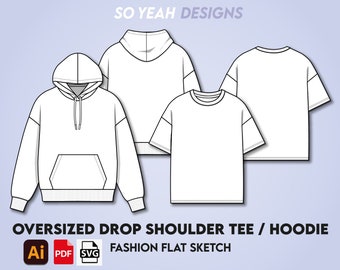 Oversized Hoodie & T-Shirt Vector Fashion Flat (Digital Download)