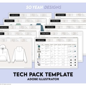 Hoodie Tech Pack Template Editable Sample | 10 Page |  Garment Tech Pack | Digital Download Illustrator Ai Pdf