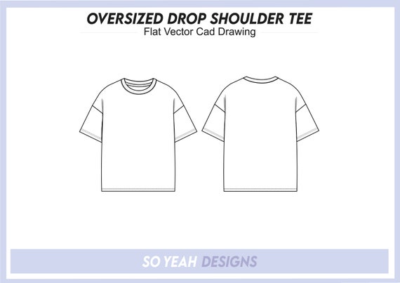 トップス draw drawers Drawing Tshirts White Oversized Hoodie & T-shirt Vector Flat. Drop Shoulder Boxy Tee