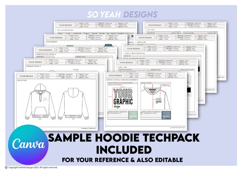 Canva Tech Pack Template Editable 10 Page | Free Sample Hoodie Fashion ...