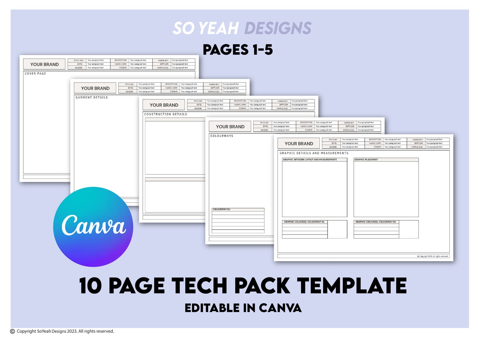 Canva Tech Pack Template Editable 10 Page | Free Sample Hoodie Fashion ...