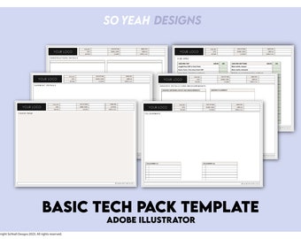 Basic Apparel Tech Pack Vorlage mit kostenloser Probe Hoodie Tech Pack | 6 Seiten | Digitaler Download Adobe Illustrator Ai Pdf