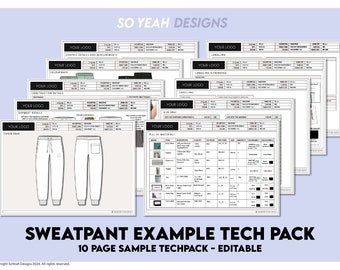 Sweatpant Tech Pack Template | Editable Garment Design (Digital Download)