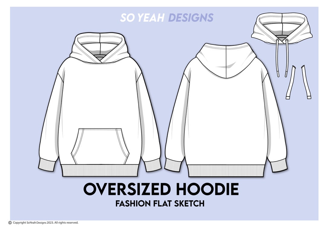 【COVERNAT】 ★ Graphic Sketch Hoodie ★ Over Fit Streetwear Essential Oversized Hoodie - Technical Flat