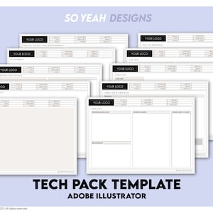 de Pack technique pour vêtements de mode | 10 pages | Echantillon gratuit Tech Pack sweat à capuche | Téléchargement numérique Adobe Illustrator Ai Pdf