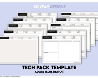 Fashion Apparel Tech Pack Template | 10 Page | Free Sample Hoodie Tech Pack | Digital Download Adobe Illustrator Ai Pdf