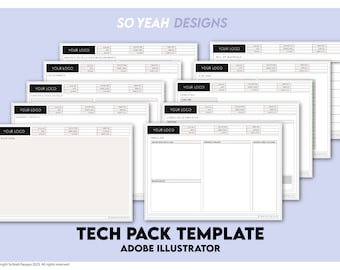 Fashion Apparel Tech Pack Template | 10 Page | Free Sample Hoodie Tech Pack | Digital Download Adobe Illustrator Ai Pdf