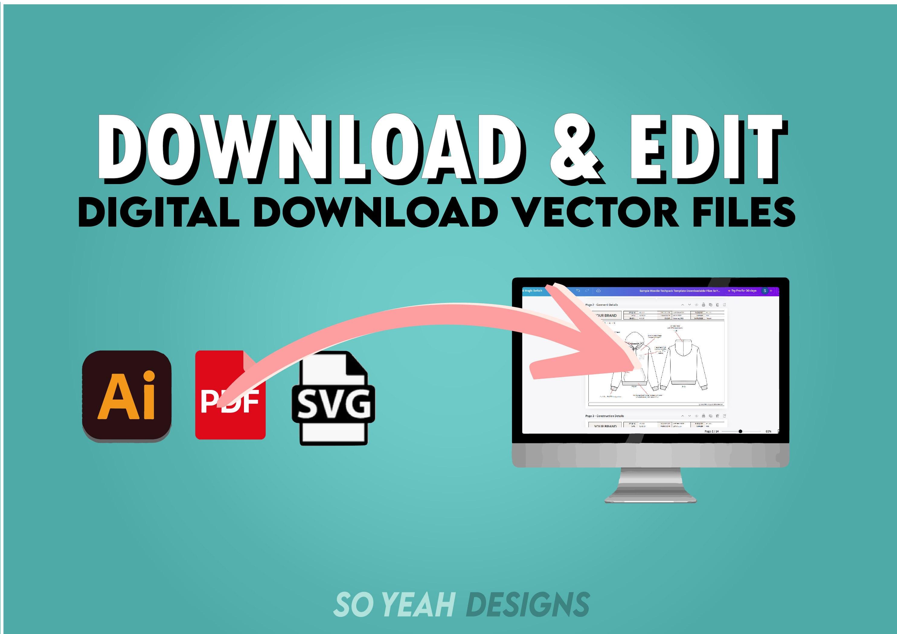 Vector File Packs Streetwear Essential Vector Mockup Pack - Fashion Flat Cad Bundle ...