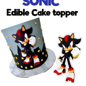Sonic Shadow Edible Cake Toppers , Sonic cake image ,Sonic birthday, Sonic cake topper