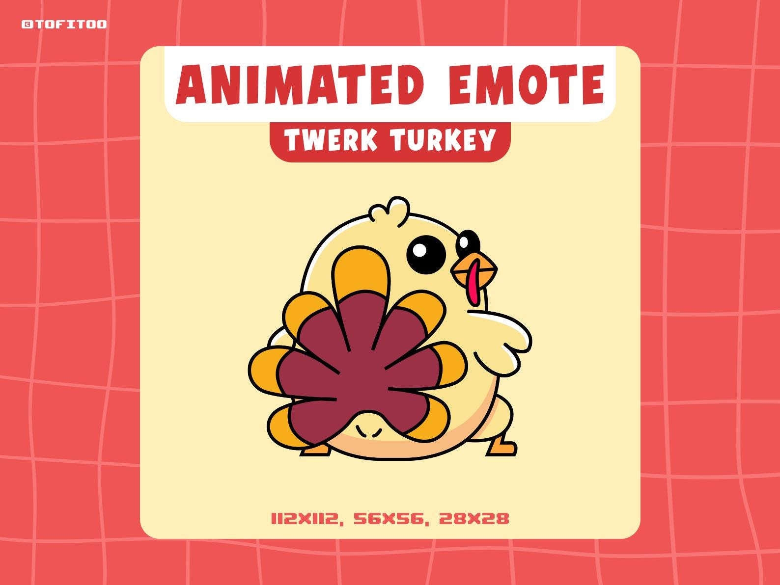 Animated Twerking Turkey Emote Streamers, Cute Kawaii Christmas Santa(02)
