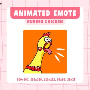 Könnte beinhalten: Animiertes Gummiküken-Emoji mit gelbem Körper, rotem Schnabel und rotem Kamm. Das Küken macht ein lautes Quak-Geräusch mit offenem Schnabel und herausgestreckter Zunge. Der Hintergrund ist orange.