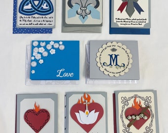 Catholic stationary cards. Handmade.  Choose from 10 different choices.  Ready to write pleasant words or prayers.