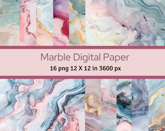Marble Texture Digital Paper: Soft Colors, Scrapbooking (PNG, PDF Download)