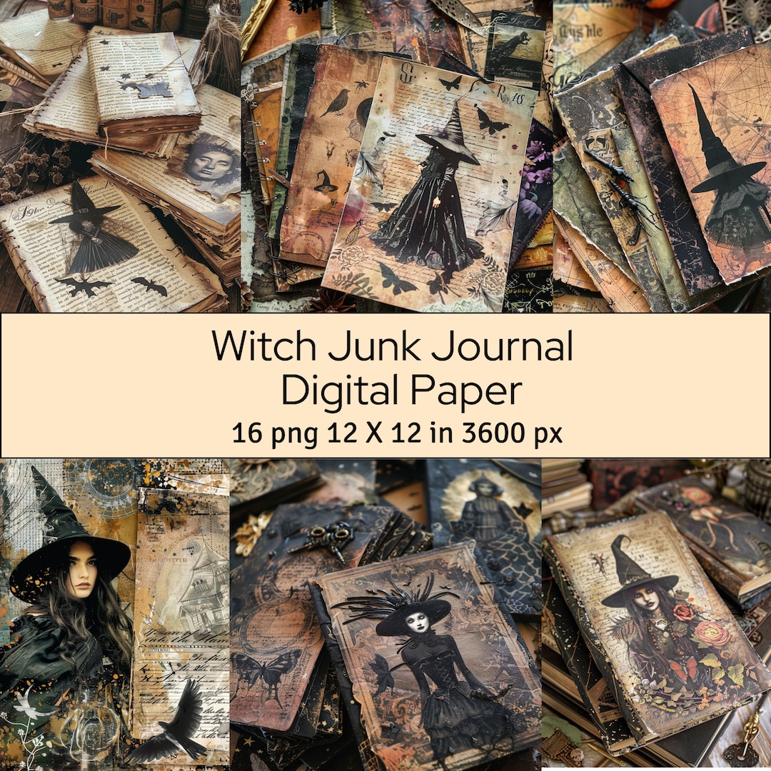 Witch Junk Journal Digital Paper: Vintage Scrapbooking Pages (digital ...