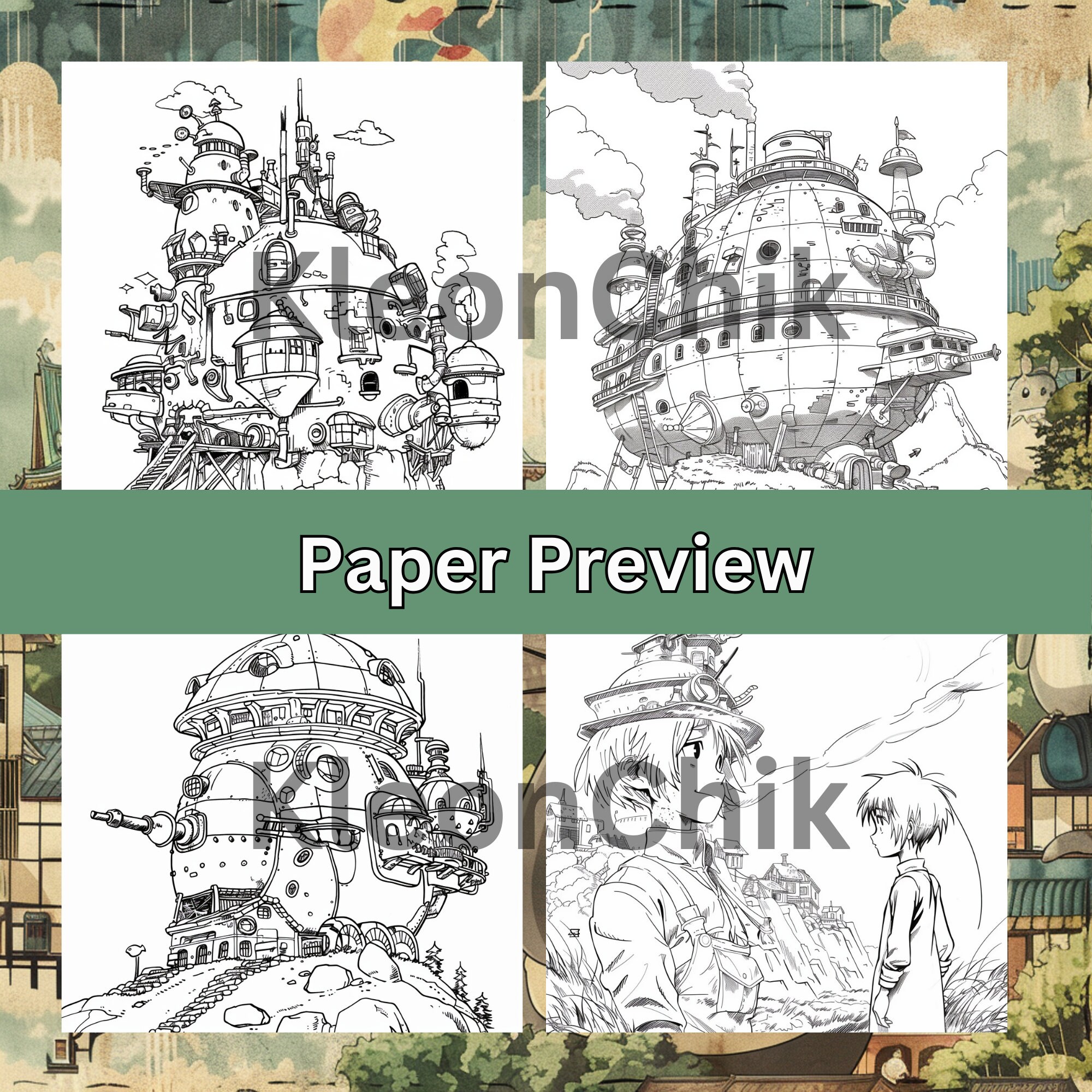 Howl's Moving Castle Coloring Pages, Studio Ghibli Coloring Paper