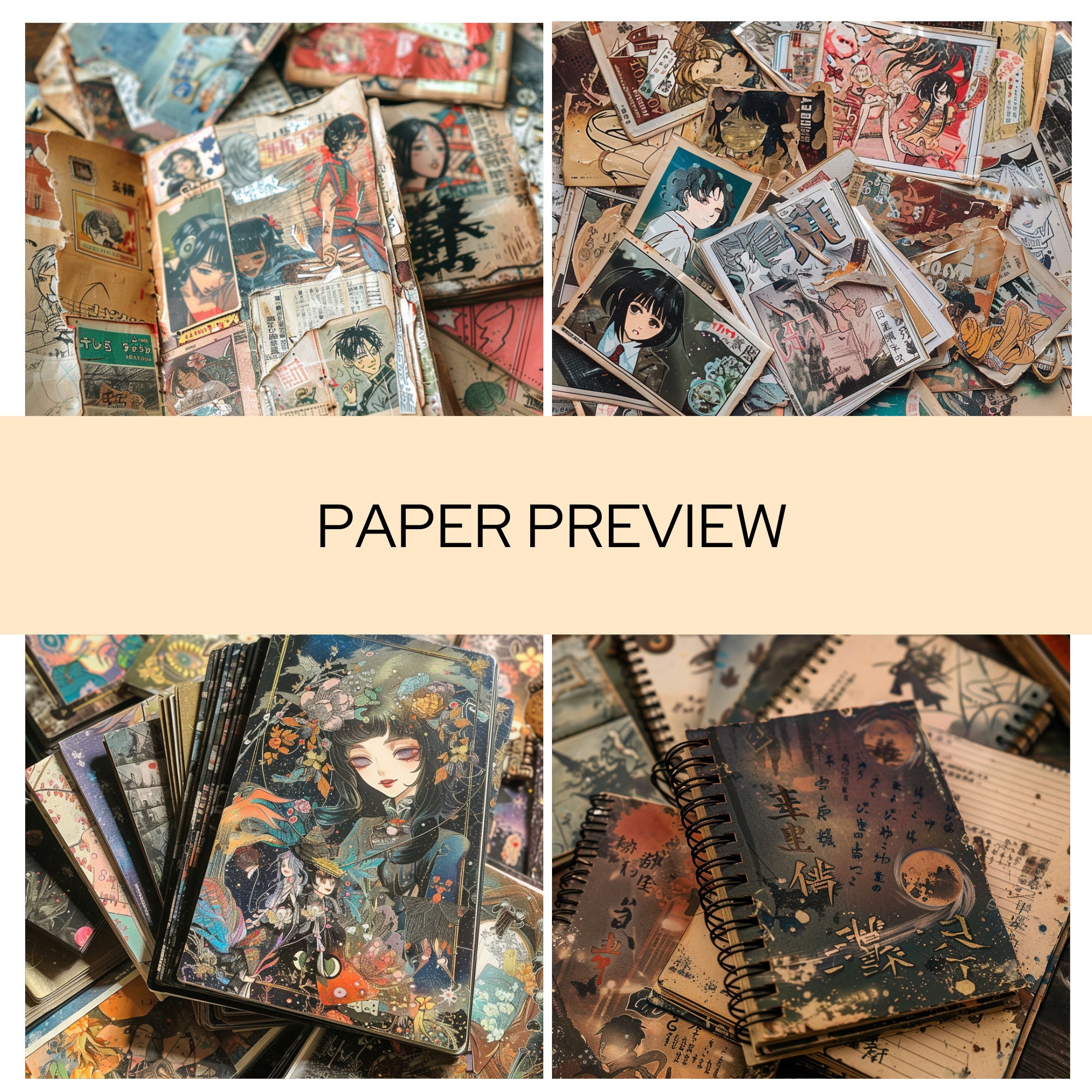 Anime Junk Journal Digital Paper, Anime Lover Journaling