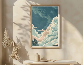 Ghibli Clouds Art Print: Anime Sky Poster (Digital Download)