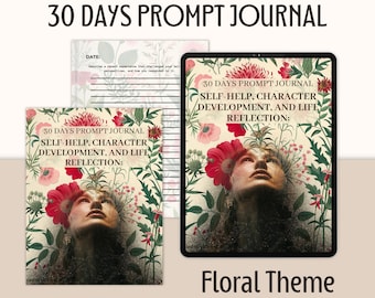 30 Days of Self-Reflection: Floral Prompt Journal (Digital Download)