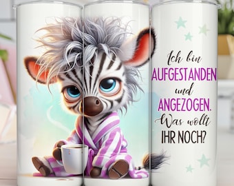 Cute grumpy annoyed zebra and funny saying german seamless 20 oz skinny tumbler wrap thermal mug sublimation design PNG CU