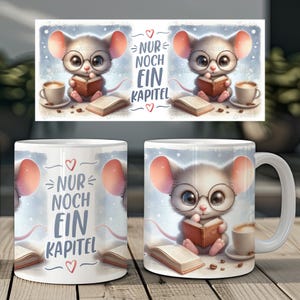 Cute mouse and funny saying German reading 11 oz mug coffee cup wrap sublimation design digital art download print template PNG CU