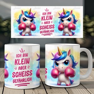 Grumpy unicorn and funny saying german 11 oz mug coffee cup wrap sublimation design digital art download print template PNG CU