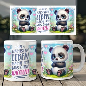 Annoyed panda and funny saying german work 11 oz mug coffee cups wrap sublimation design digital art download print template PNG